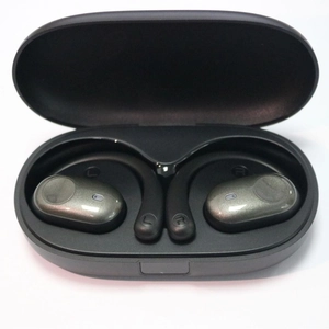X18 OWS open-ear wireless headphones in black charging case with ear-hook design