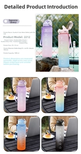 Detailed specs of 1000ml gradient sports water bottle with bounce lid and straw