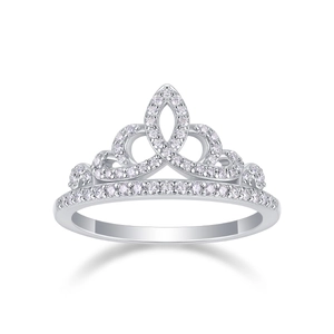 Elegante anello a corona in argento sterling S925 con pavé di moissanite lucida