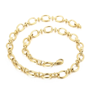 Polished 18k gold plated stainless steel paperclip chain necklace with lobster clasp