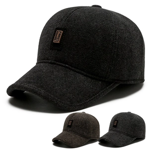 Heren Winter Fleece Gevoerd Baseballpet Met Oorkleppen Golf Sport Patch Warme Gewatteerde Pet Voor Oudere Vader Cadeau