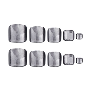 Unghie piedi quadrate corte nere effetto occhio di gatto con riflessi magnetici velluto