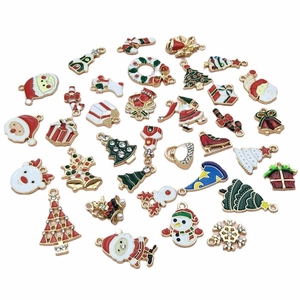 DIY Christmas enamel alloy charms set featuring Santa, reindeer and festive trees
