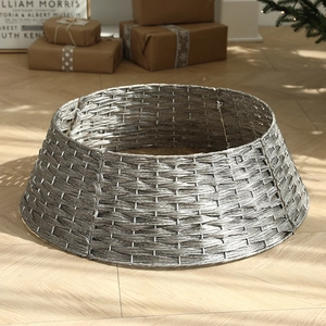 Grey hand-woven Christmas tree collar fence for Nordic style holiday home decoration