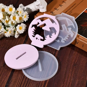 Stampo in silicone per portacandele foresta montana con pezzi in resina rosa DIY
