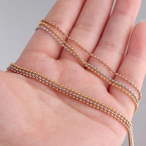 Detailed view of 1.5mm stainless steel ball chains in gold, rose gold and silver finish