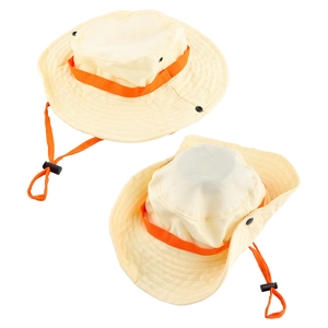 Kids outdoor explorer hats with wide brim and adjustable orange chin strap 2-pack