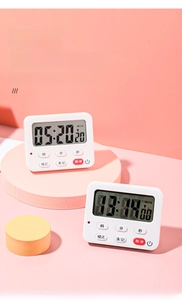 Dual digital kitchen timers with large LCD display on elegant pink background display