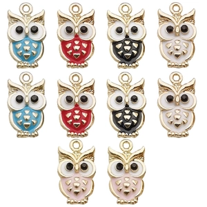 Colorful owl alloy pendants in five colors for DIY jewelry making and bracelets