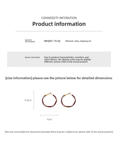 Detailed view of red enamel round earrings with dimensions 4.5cm and 10.2g weight