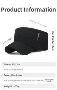 Size chart showing adjustable 55-60cm circumference and 6.5cm brim for the cadet cap