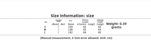 Size chart for women suede tassel poncho coat showing shoulder and length measurements