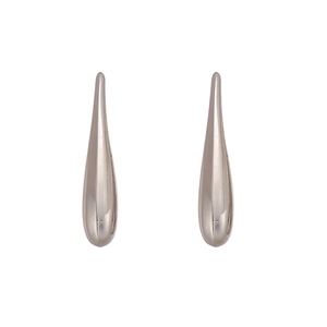 Minimalist silver teardrop metal earrings with polished surface and sleek profile
