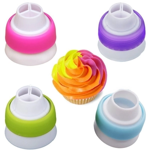 Tricolor Icing Coupler Russian Nozzle Converter Plastic Cream Piping Bag Adapter For Cake Cupcake Decorating