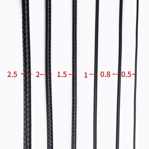 Black polyester wax cord in six sizes from 0.5mm to 2.5mm for DIY jewelry making