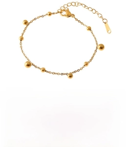 Detailed product specifications for titanium steel bead bracelet in gold and silver finish