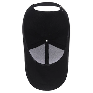 Classic black canvas baseball cap with reinforced inner structure and metal buckle