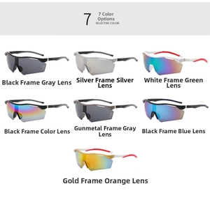 Detailed grid showing seven color options for outdoor sports cycling sunglasses frames