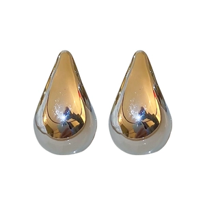 Minimalist golden teardrop earrings with a mirror-polished finish for women