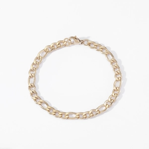 5mm 18k gold plated stainless steel Figaro chain bracelet for men with lobster clasp