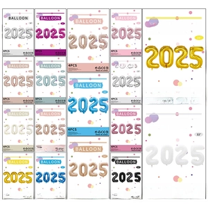 Ballons chiffres 2025 pour décoration de Nouvel An, ensemble multicolore de 16 et 32 pouces
