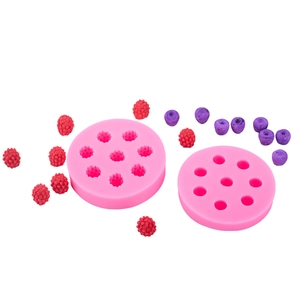Pink silicone berry and raspberry molds for fondant cake and clay art accessories