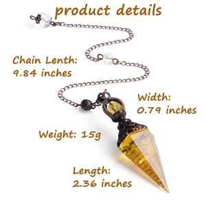 Copper hexagonal citrine crystal pendulum pendant for dowsing and divination