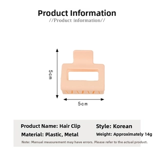 Detail view of pink matte square hair claw clip with 5cm dimensions and hollow design