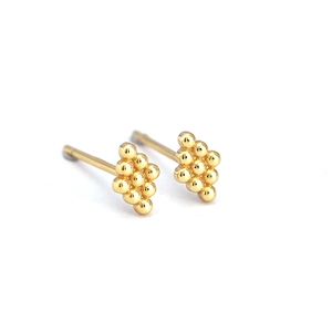 Minimalist 925 sterling silver gold stud earrings featuring a geometric cluster design