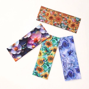 Bohemian Wide Headband Elastic Fabric Floral Butterfly Print Sports Yoga Turban Hair Band Women Hair Accessories