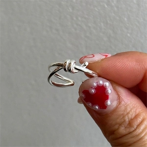 925 Sterling Silver Knot Ring Minimalist Intertwined Open Adjustable Jewelry For Women Korean Aesthetic Polished