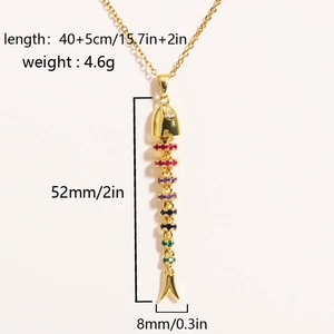 Articulated colorful fish pendant necklace in gold copper with vibrant gemstones