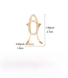 Detailed technical diagram showing 2.7cm length and 1.6cm width of the zircon nail ring