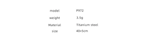 Specifiche della collana in titanio P972, peso 3,5g con lunghezza di 40+5cm