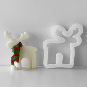 3D reindeer silicone mold for DIY Christmas scented candles and resin crafts with moose design