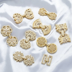 Brass Cubic Zirconia DIY Jewelry Clasps Connectors For Necklace Bracelet Making Floral Geometric Shapes