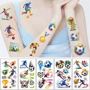 Waterproof soccer themed temporary tattoos with diverse football designs for sports fans