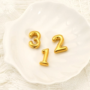Polished gold plated titanium steel number 1 2 3 pendant charms for jewelry making