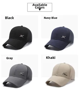Mesh baseball caps in black, navy, grey and khaki with side metal logo detailing