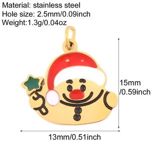 Stainless steel Santa Claus charm with dimensions and specifications for jewelry making