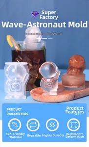 Detail showing food grade silicone astronaut ice mold with reusable flexible material