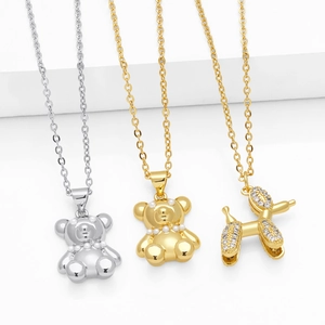 Collier Pendentif Animal Mignon Pour Femmes Cuivre Avec Zircon Brillant Fausse Künstliche Perle Mode Hip Hop Bijoux