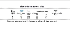 Size chart for French wool coat with shoulder, bust, and sleeve measurements in centimeters