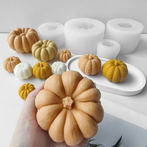 3D pumpkin silicone mold for DIY Halloween candles and chocolate crafts in various sizes