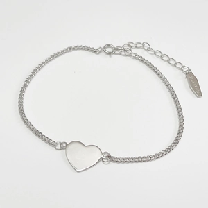 925 Sterling Silver Bracelet With Heart Pendant Minimalist Fine Chain For Women Elegant Daily Fashion Jewelry