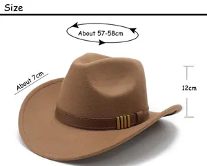 Guide des tailles du chapeau fedora en laine avec tour de tête 57-58cm et bord de 7cm