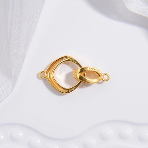 Golden S925 sterling silver hammered snake buckle fastener for DIY pearl necklace jewelry