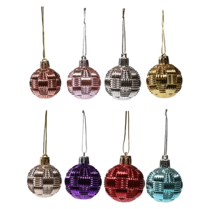 Set di 8 palline di Natale da 4cm con texture intrecciata colorata per decorazione albero
