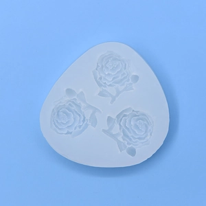 Three-hole rose flower silicone mold for DIY cake fondant and chocolate baking