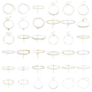 Baroque natural freshwater pearl bracelets set in S925 sterling silver and gold plating